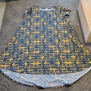 LuLaRoe Girls Navy and Yellow Geometric Swing Dress